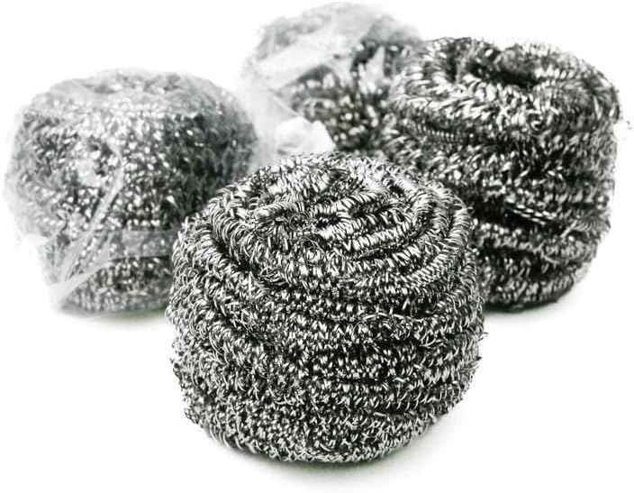 DAISO Stainless Steel Scrubber Set - 4 Heavy-Duty Kitchen Cleaning Scrubbers - Image 3